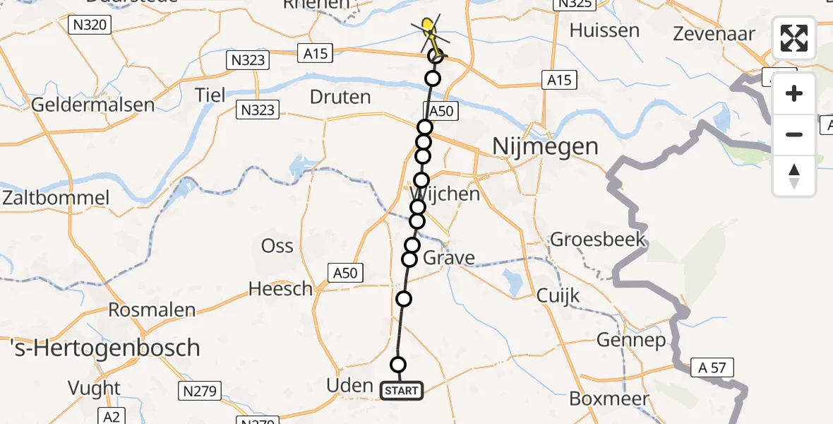 Routekaart van de vlucht: Lifeliner 3 naar Zetten