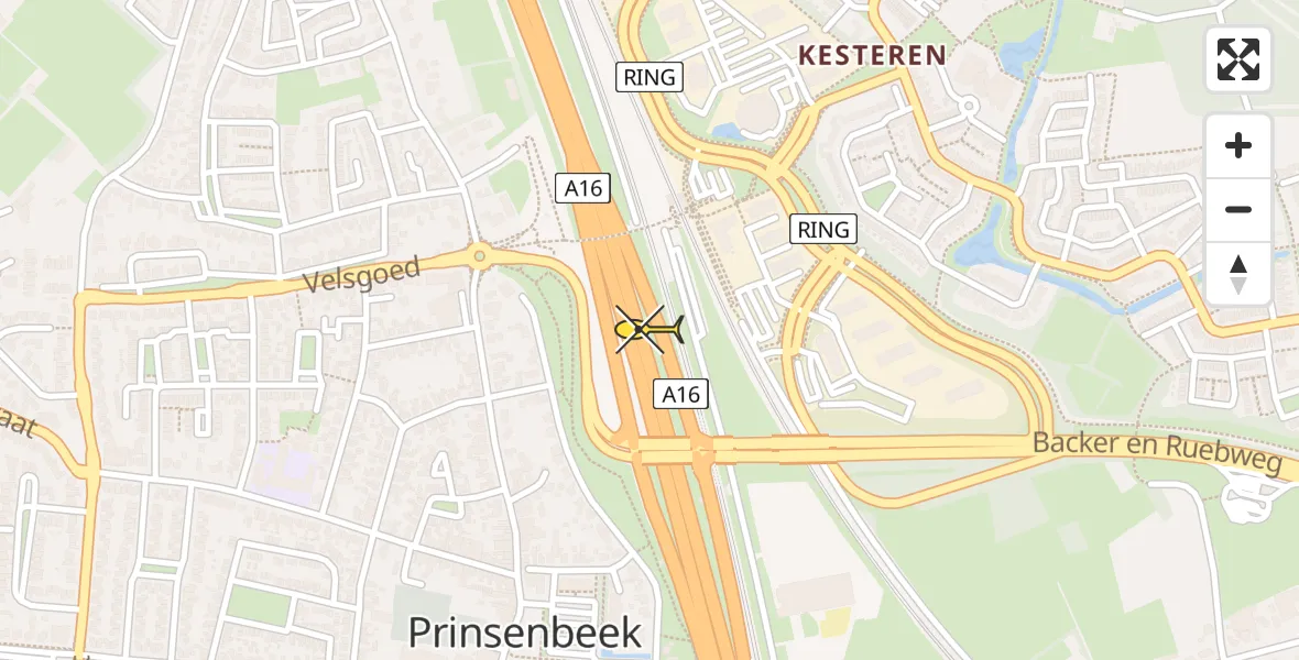 Routekaart van de vlucht: Lifeliner 2 naar Prinsenbeek