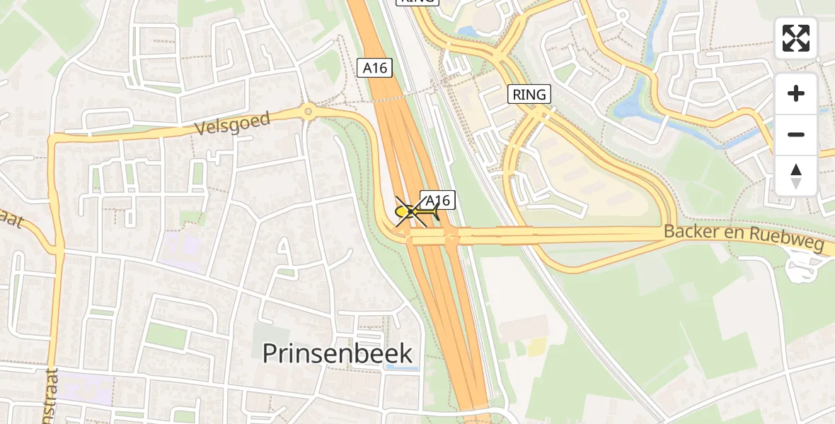 Routekaart van de vlucht: Lifeliner 3 naar Prinsenbeek