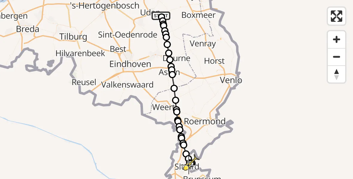 Routekaart van de vlucht: Lifeliner 3 naar Sittard