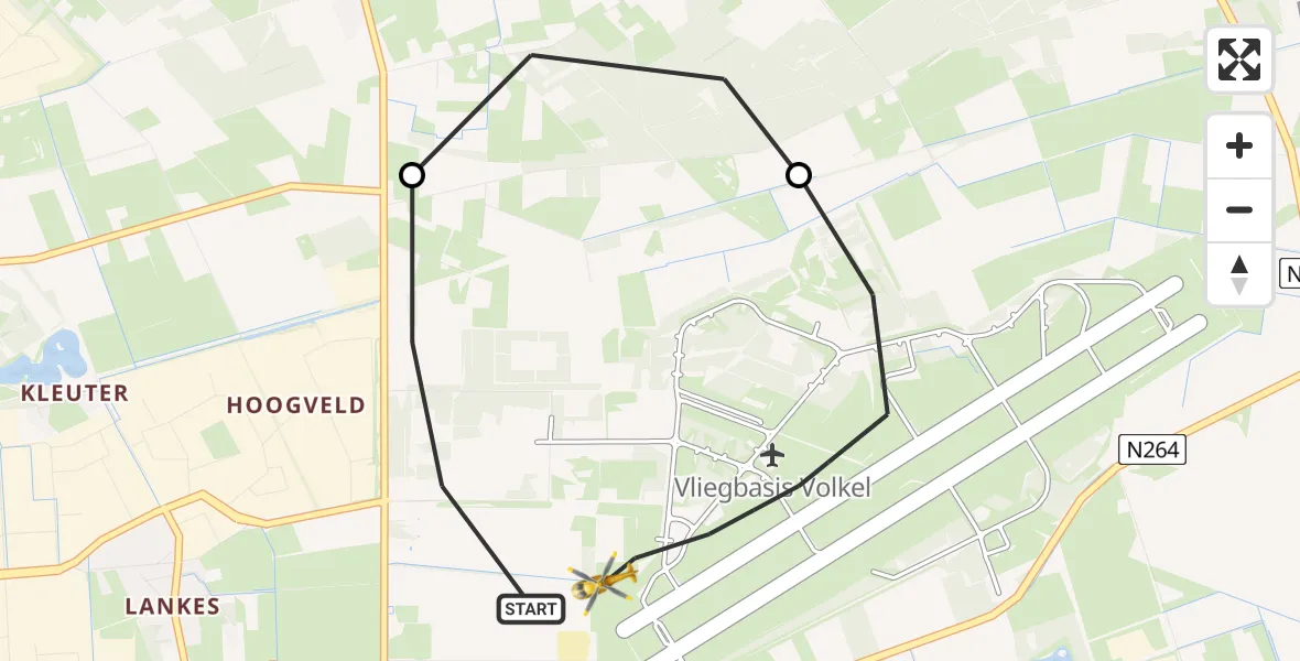 Vluchtroute Traumahelikopter Vliegbasis Volkel - Vliegbasis Volkel, 16 januari 2023, 04:18