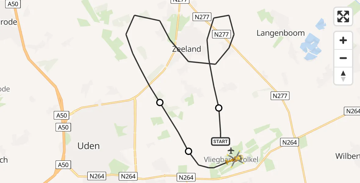 Vluchtroute Traumahelikopter Vliegbasis Volkel - Vliegbasis Volkel, 16 januari 2023, 08:23
