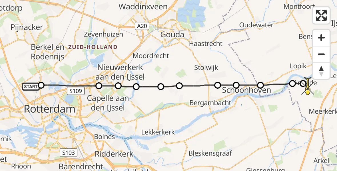 Routekaart van de vlucht: Lifeliner 2 naar Ameide