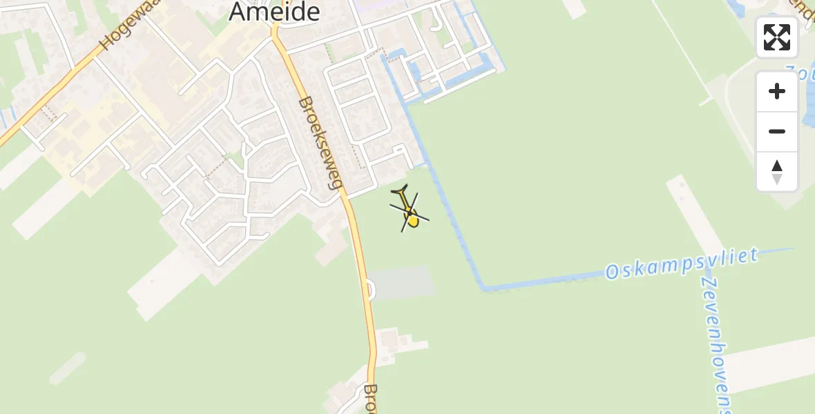 Routekaart van de vlucht: Traumahelikopter naar Ameide