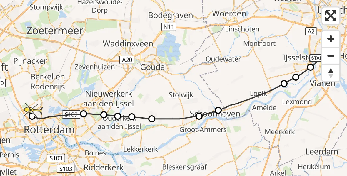 Routekaart van de vlucht: Lifeliner 2 naar Rotterdam The Hague Airport