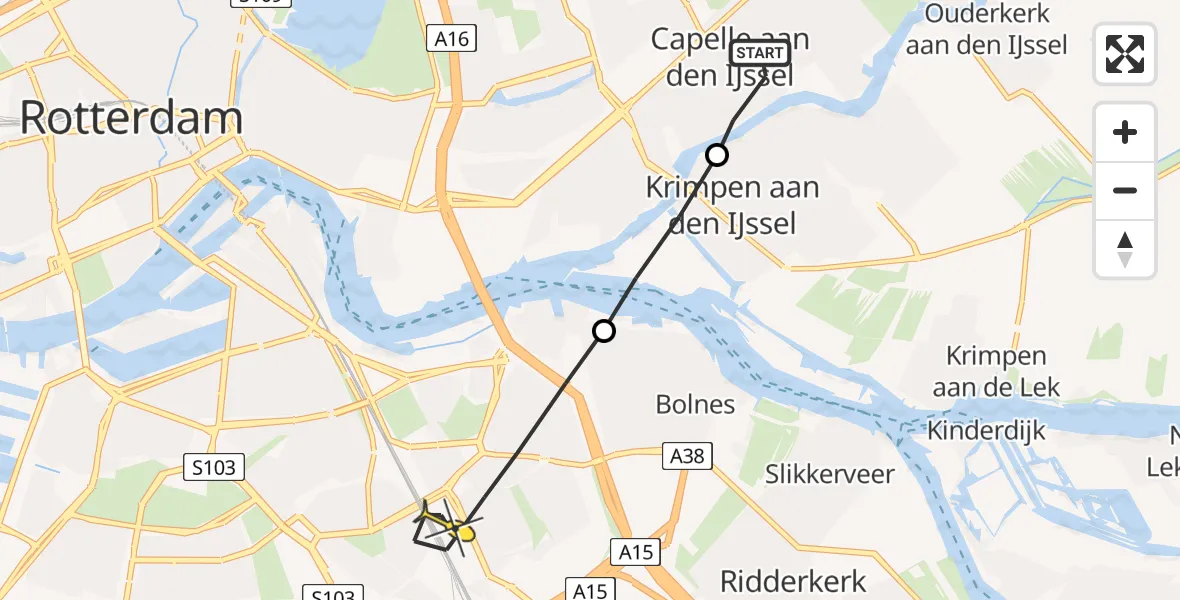 Routekaart van de vlucht: Lifeliner 2 naar Rotterdam