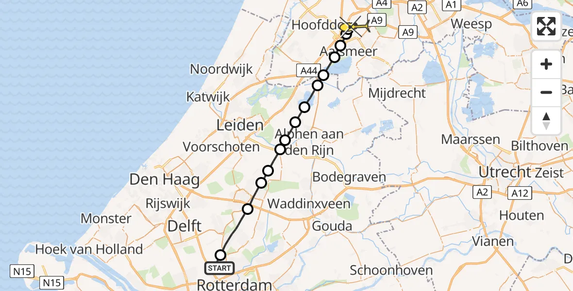 Routekaart van de vlucht: Lifeliner 2 naar Luchthaven Schiphol