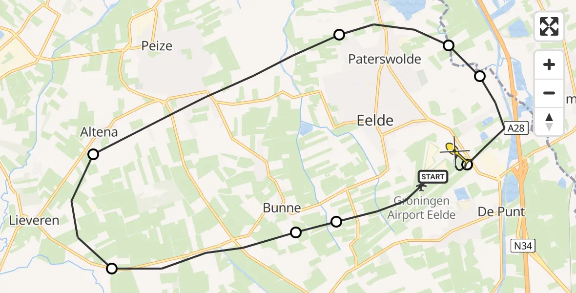 Routekaart van de vlucht: Lifeliner 4 naar Groningen Airport Eelde