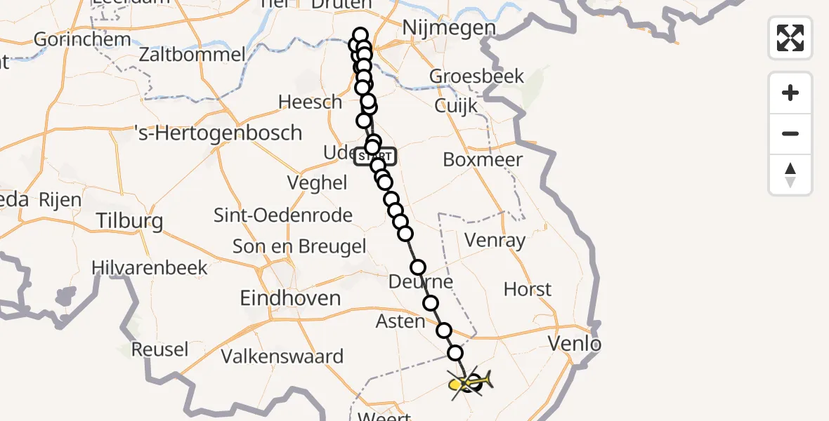 Routekaart van de vlucht: Lifeliner 3 naar Heibloem