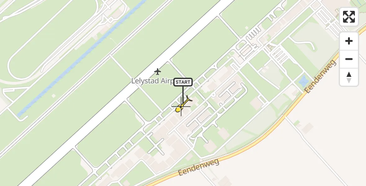 Routekaart van de vlucht: Traumahelikopter naar Lelystad Airport