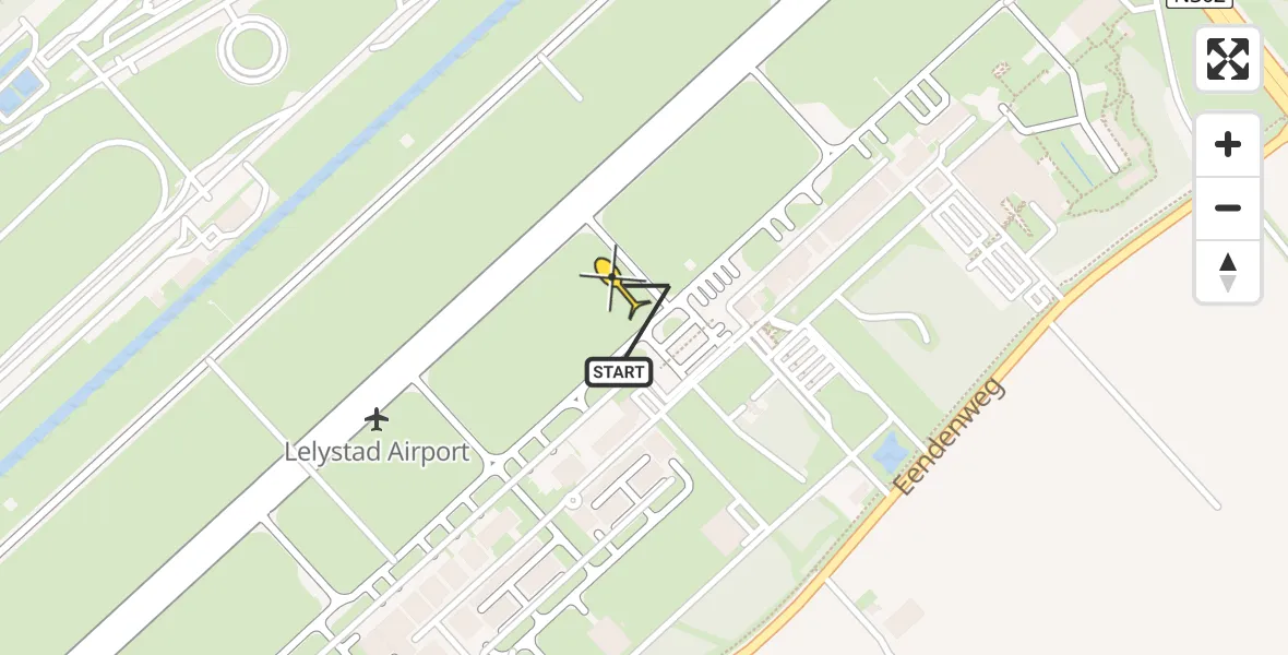 Vluchtroute Traumahelikopter van Lelystad Airport naar Lelystad Airport