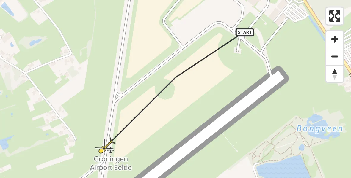 Routekaart van de vlucht: Traumahelikopter naar Groningen Airport Eelde