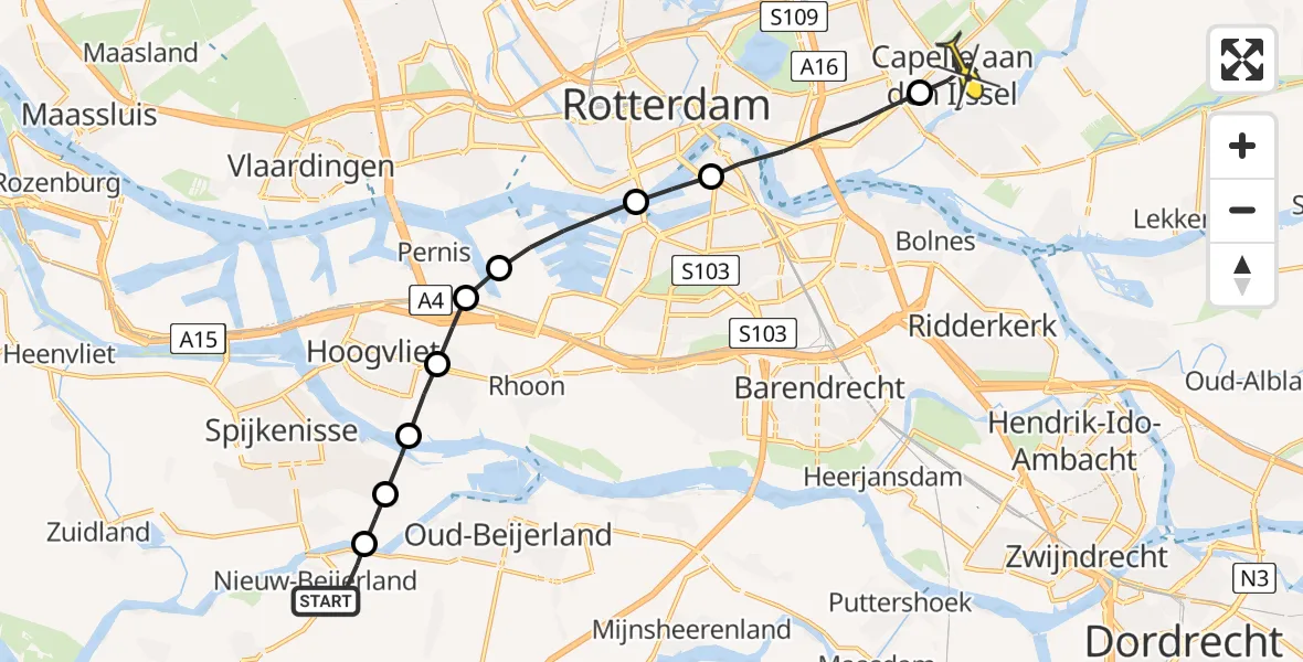 Routekaart van de vlucht: Lifeliner 2 naar Capelle aan den IJssel