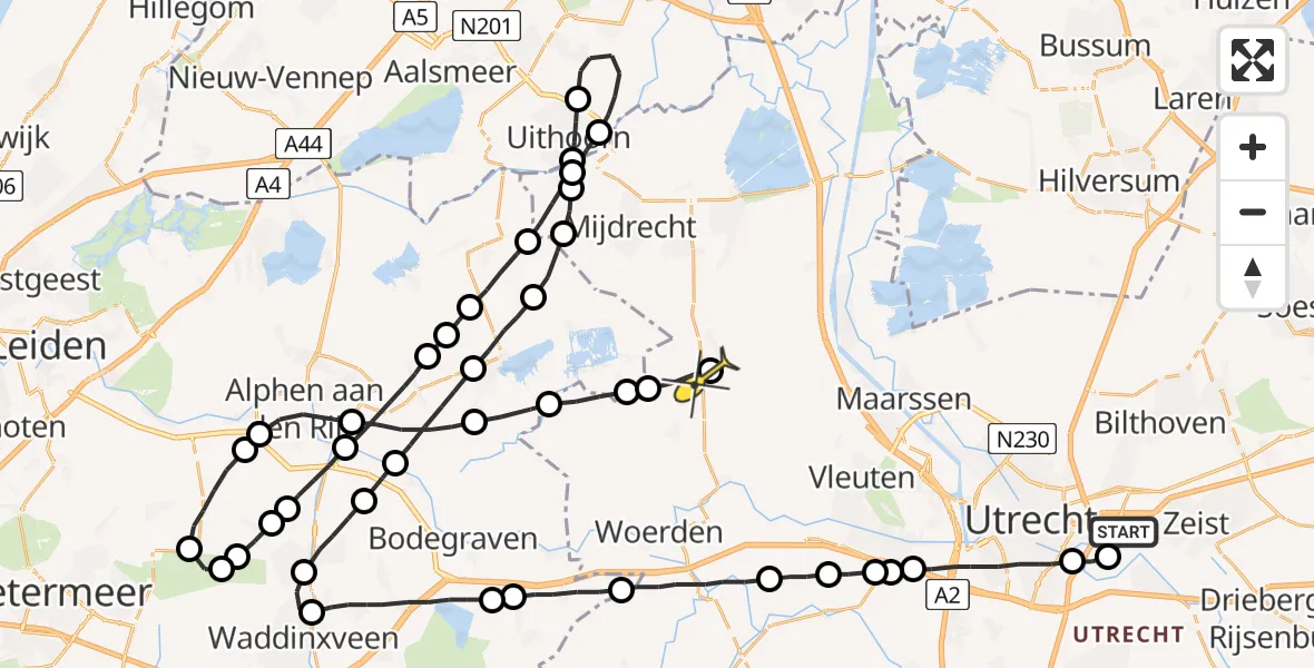 Routekaart van de vlucht: Lifeliner 1 naar Kockengen