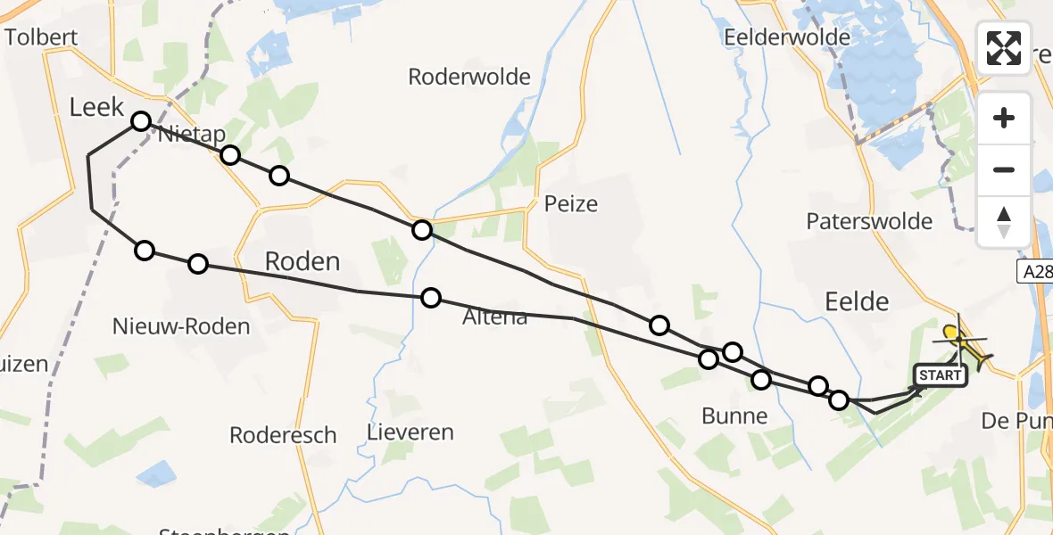 Routekaart van de vlucht: Lifeliner 4 naar Groningen Airport Eelde