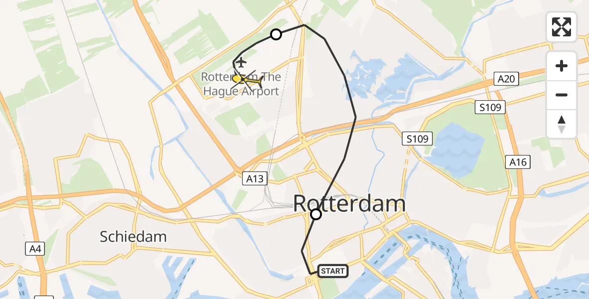 Routekaart van de vlucht: Lifeliner 2 naar Rotterdam The Hague Airport