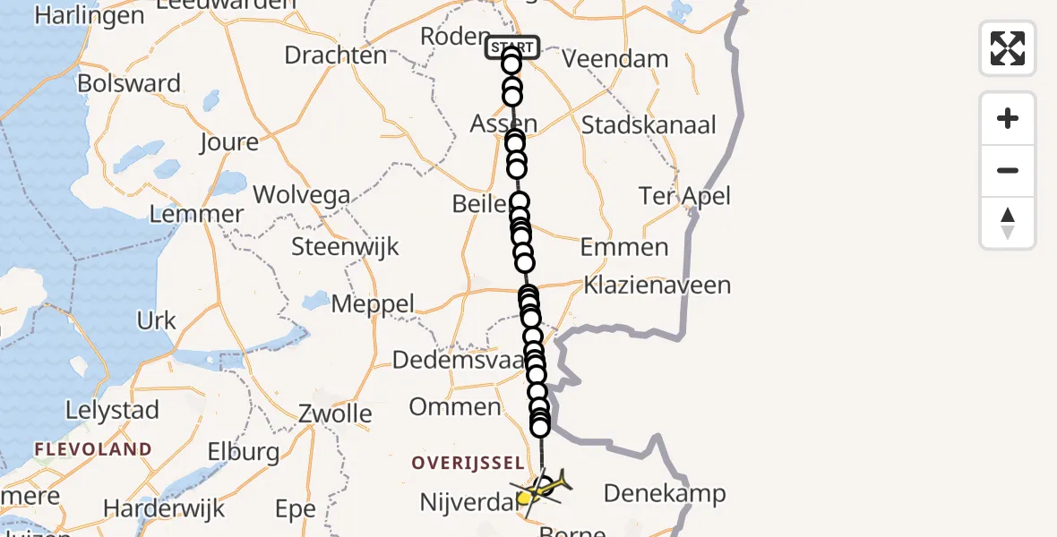 Routekaart van de vlucht: Lifeliner 4 naar Almelo