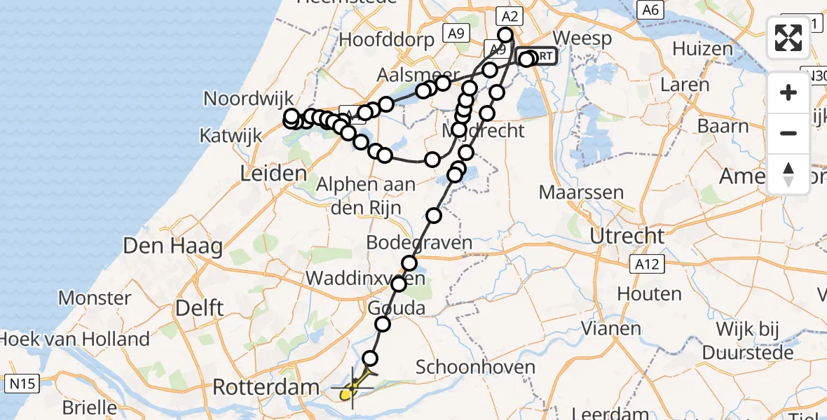 Routekaart van de vlucht: Lifeliner 1 naar Ouderkerk aan den IJssel