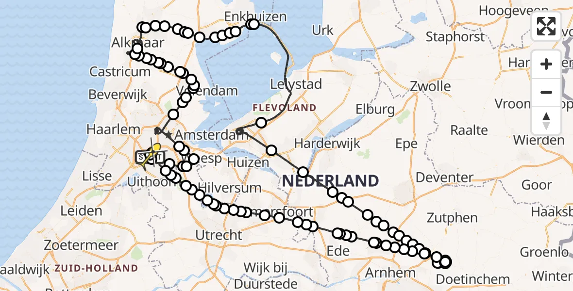 Vluchtroute Politiehelikopter van Schiphol naar Schiphol