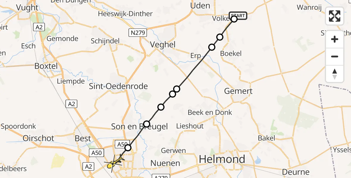 Routekaart van de vlucht: Lifeliner 3 naar Eindhoven