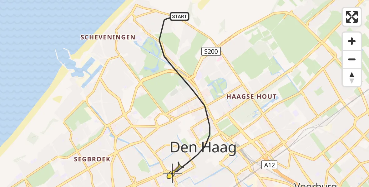 Routekaart van de vlucht: Lifeliner 2 naar Den Haag