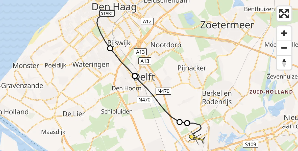 Routekaart van de vlucht: Lifeliner 2 naar Rotterdam The Hague Airport