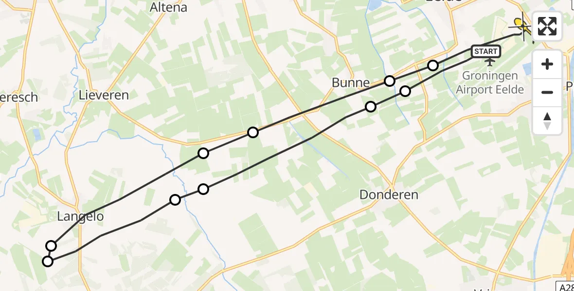 Routekaart van de vlucht: Lifeliner 4 naar Groningen Airport Eelde