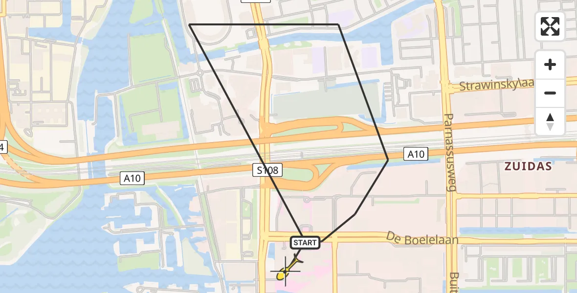 Routekaart van de vlucht: Lifeliner 1 naar VU Medisch Centrum Amsterdam