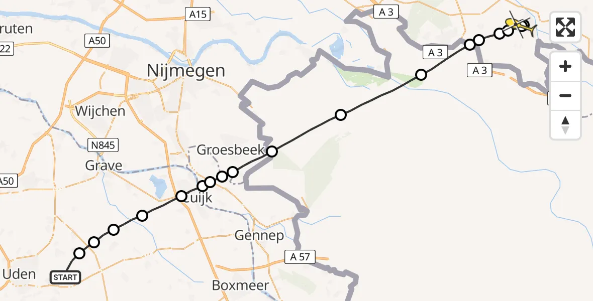 Routekaart van de vlucht: Lifeliner 3 naar Varsselder