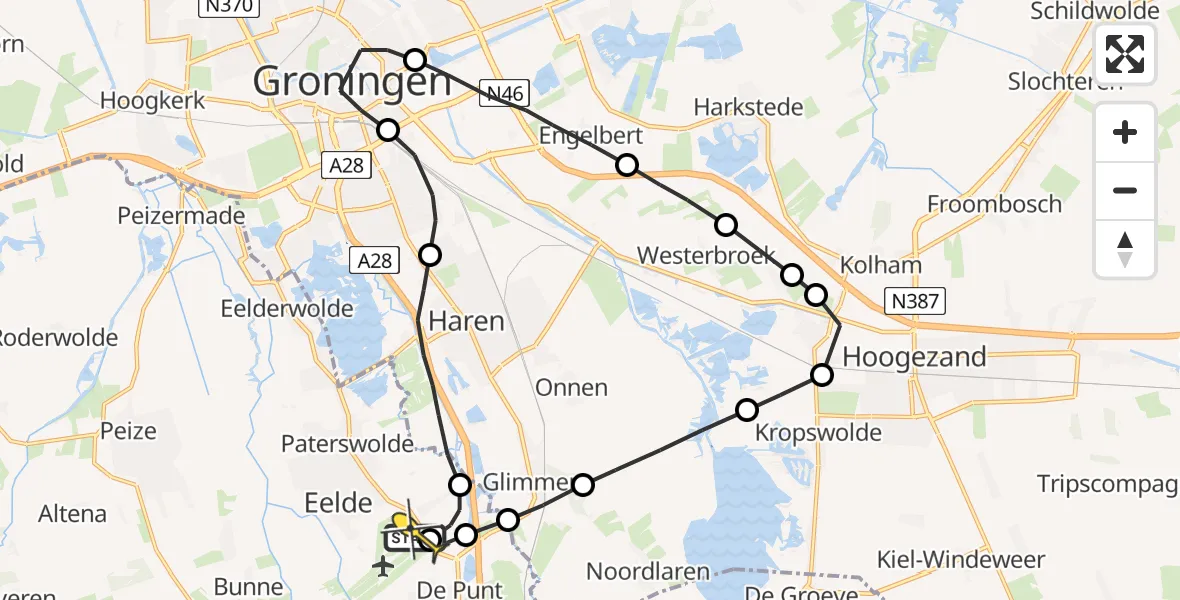 Routekaart van de vlucht: Lifeliner 4 naar Groningen Airport Eelde