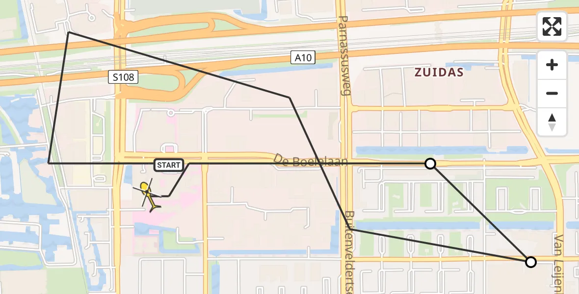 Routekaart van de vlucht: Lifeliner 1 naar VU Medisch Centrum Amsterdam