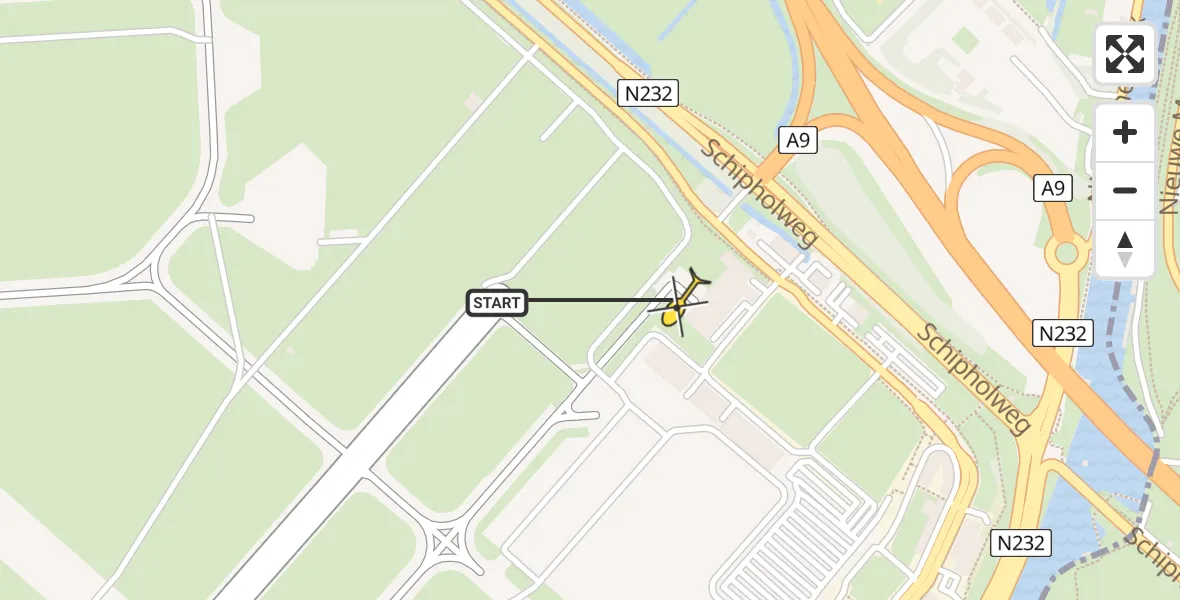 Vluchtroute Politiehelikopter van Schiphol naar Schiphol