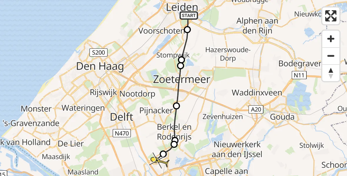 Routekaart van de vlucht: Lifeliner 2 naar Rotterdam The Hague Airport