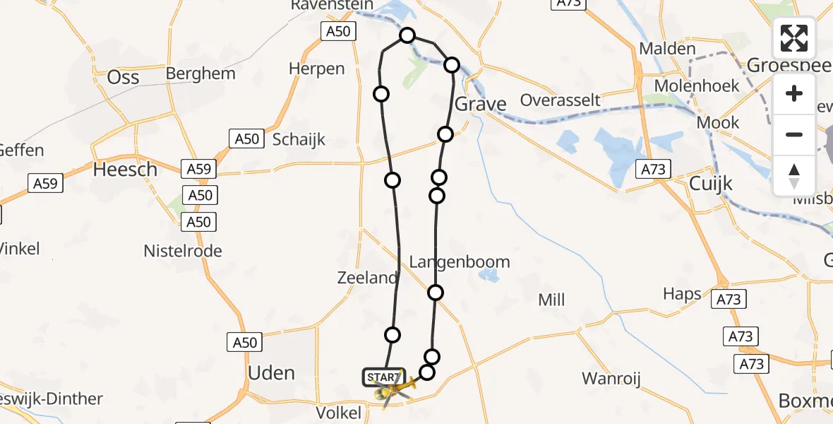 Vluchtroute Traumahelikopter Vliegbasis Volkel - Vliegbasis Volkel, 19 januari 2023, 08:06