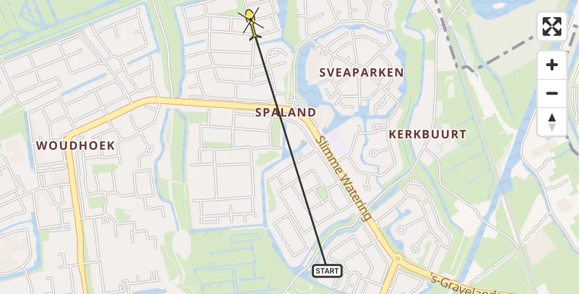 Routekaart van de vlucht: Politiehelikopter naar Schiedam