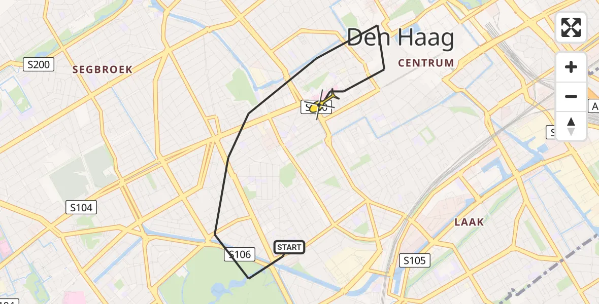 Routekaart van de vlucht: Lifeliner 2 naar Den Haag