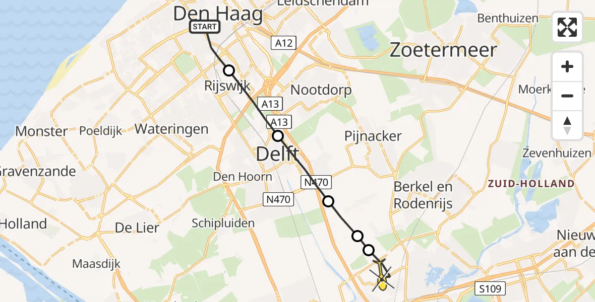 Routekaart van de vlucht: Lifeliner 2 naar Rotterdam The Hague Airport