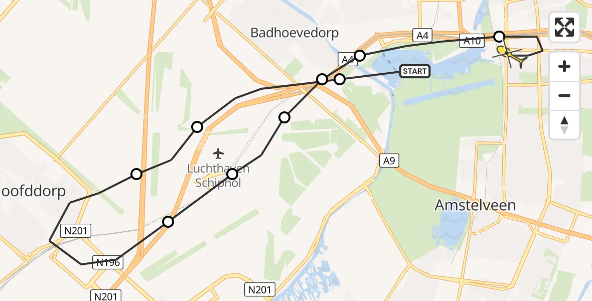 Routekaart van de vlucht: Lifeliner 1 naar VU Medisch Centrum Amsterdam