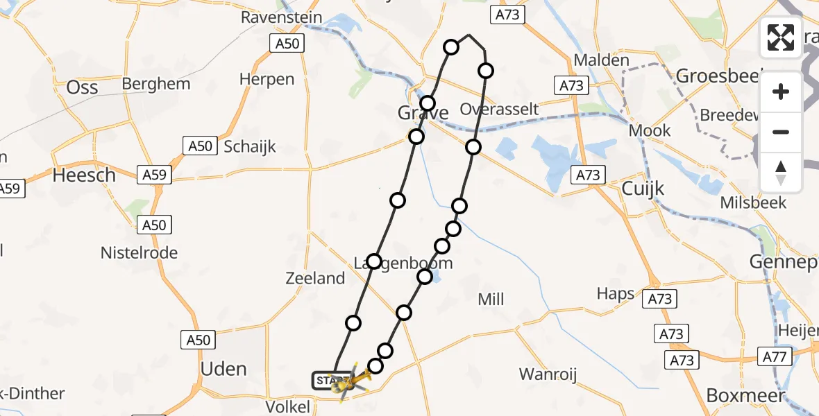 Vluchtroute Traumahelikopter Vliegbasis Volkel - Vliegbasis Volkel, 19 januari 2023, 11:45