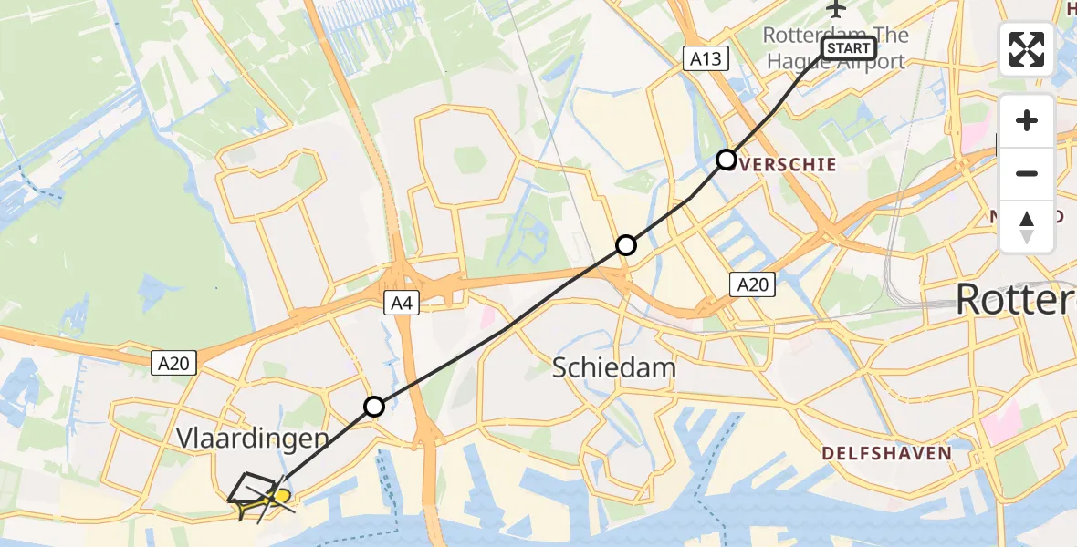 Routekaart van de vlucht: Lifeliner 2 naar Vlaardingen