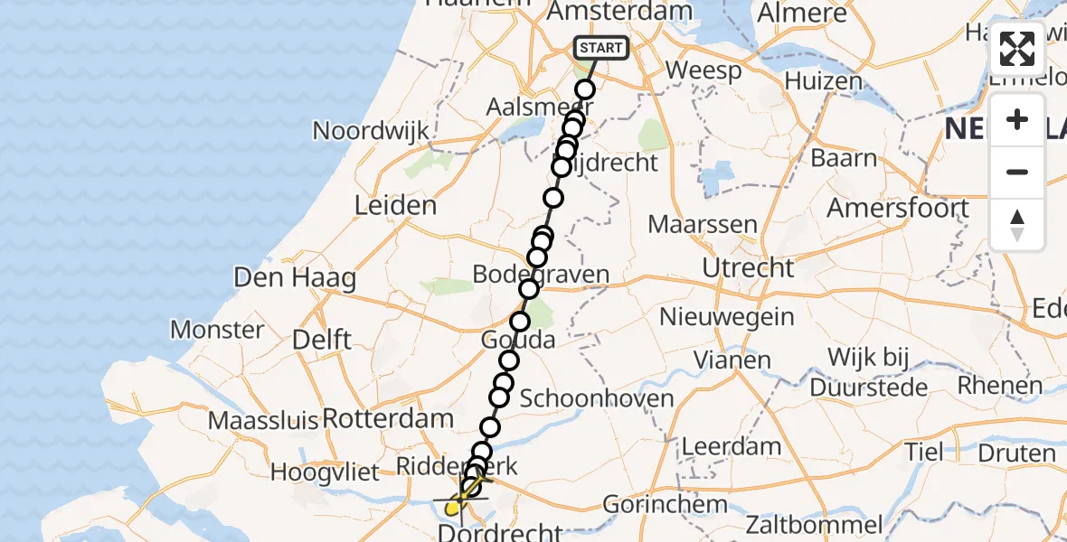 Routekaart van de vlucht: Lifeliner 1 naar Hendrik-Ido-Ambacht