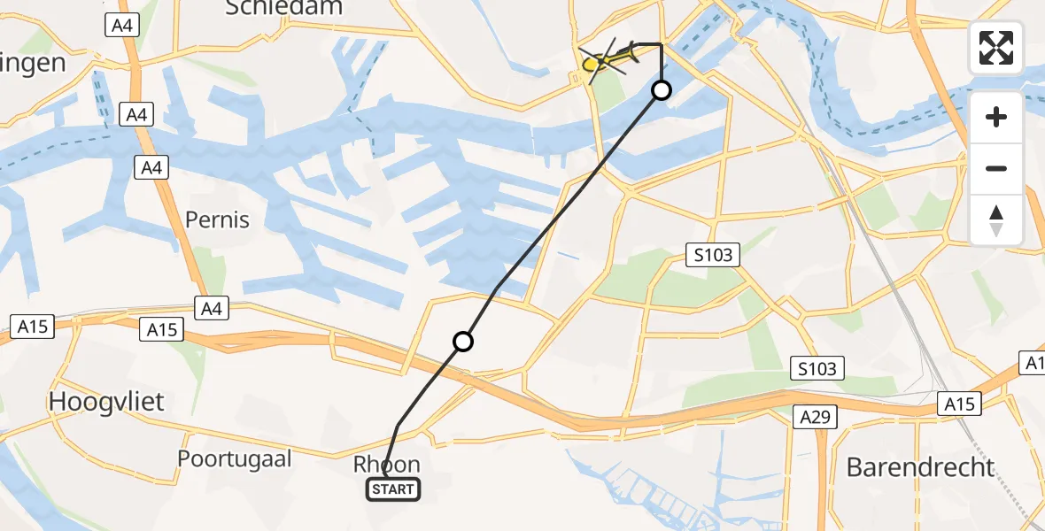 Routekaart van de vlucht: Lifeliner 2 naar Erasmus MC