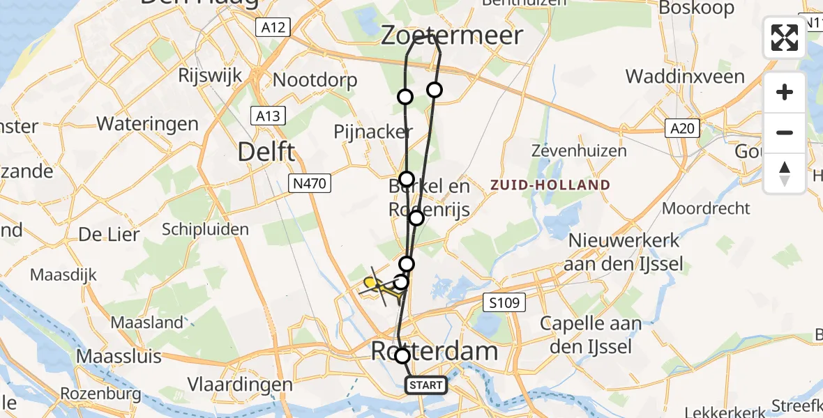 Routekaart van de vlucht: Lifeliner 2 naar Rotterdam The Hague Airport