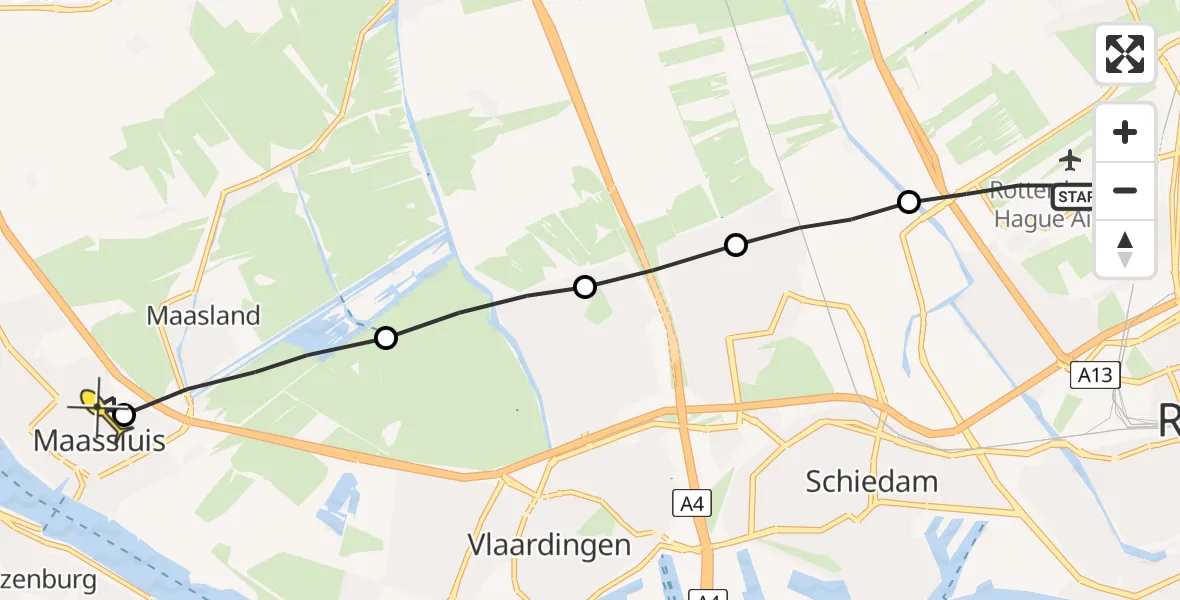 Routekaart van de vlucht: Lifeliner 2 naar Maassluis