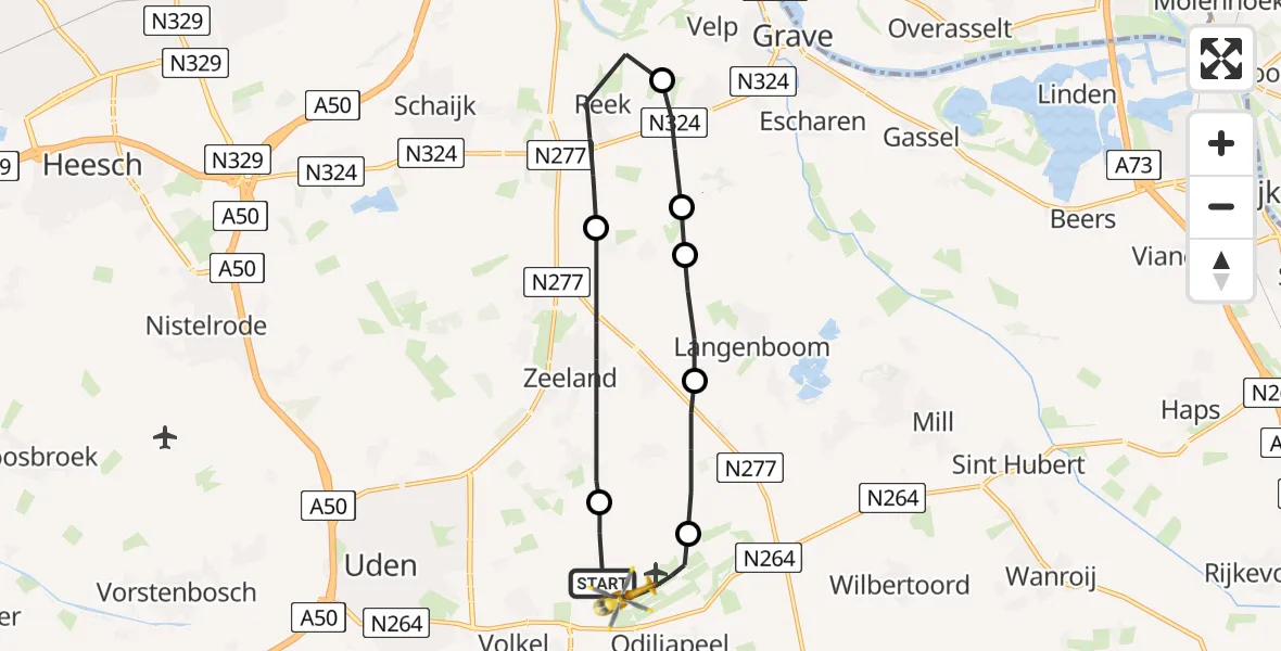 Vluchtroute Traumahelikopter Vliegbasis Volkel - Vliegbasis Volkel, 19 januari 2023, 15:05