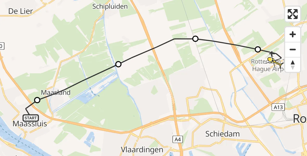 Routekaart van de vlucht: Lifeliner 2 naar Rotterdam The Hague Airport