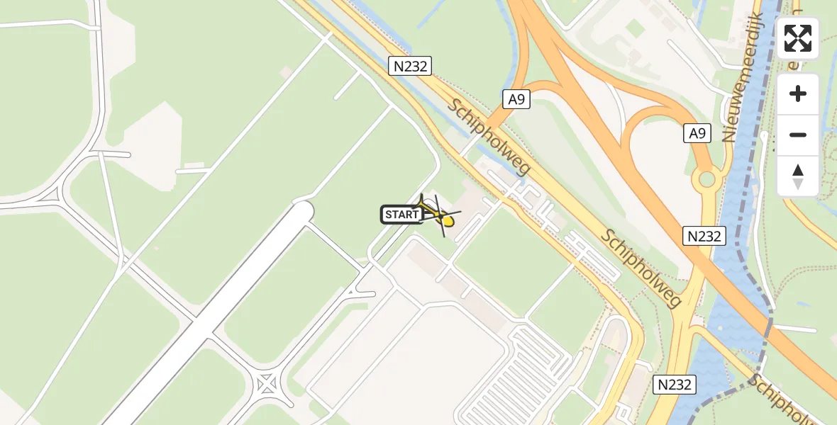Routekaart van de vlucht: Politiehelikopter naar Schiphol