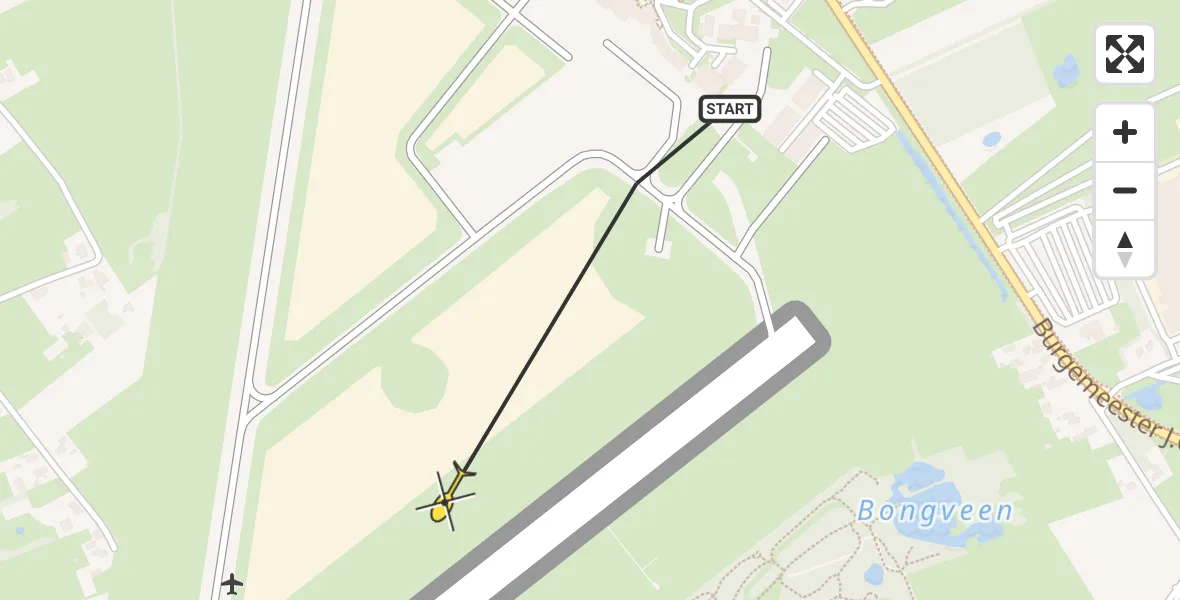 Routekaart van de vlucht: Traumahelikopter naar Groningen Airport Eelde