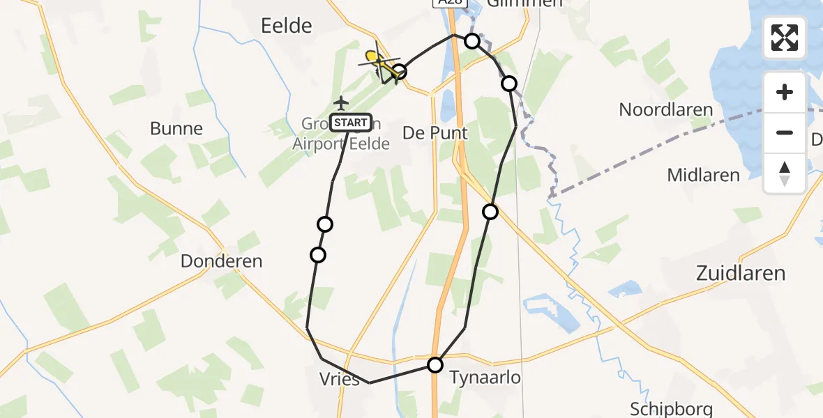 Routekaart van de vlucht: Lifeliner 4 naar Groningen Airport Eelde