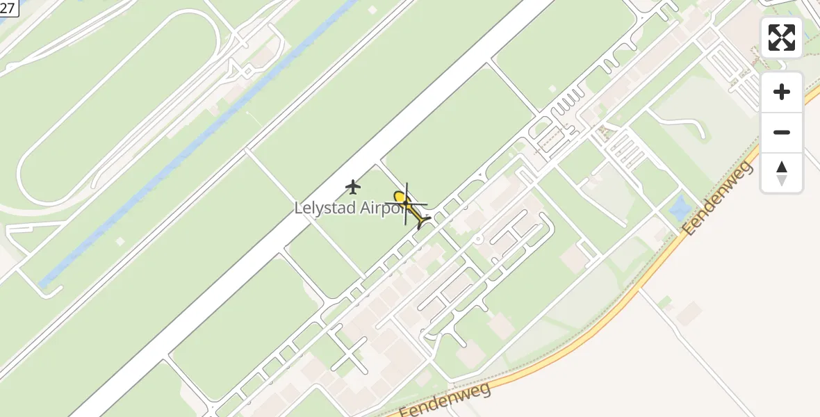 Vluchtroute Traumahelikopter van Lelystad Airport naar Lelystad Airport